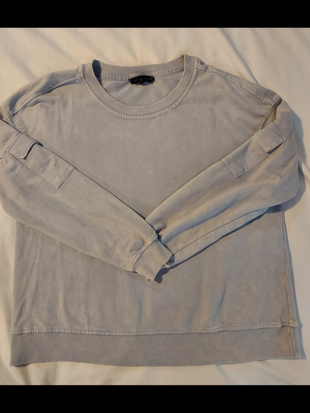 Jane + Delancey Acid Wash Cargo Sleeve Sweatshirt - Pale Blue - Picture 8 of 8